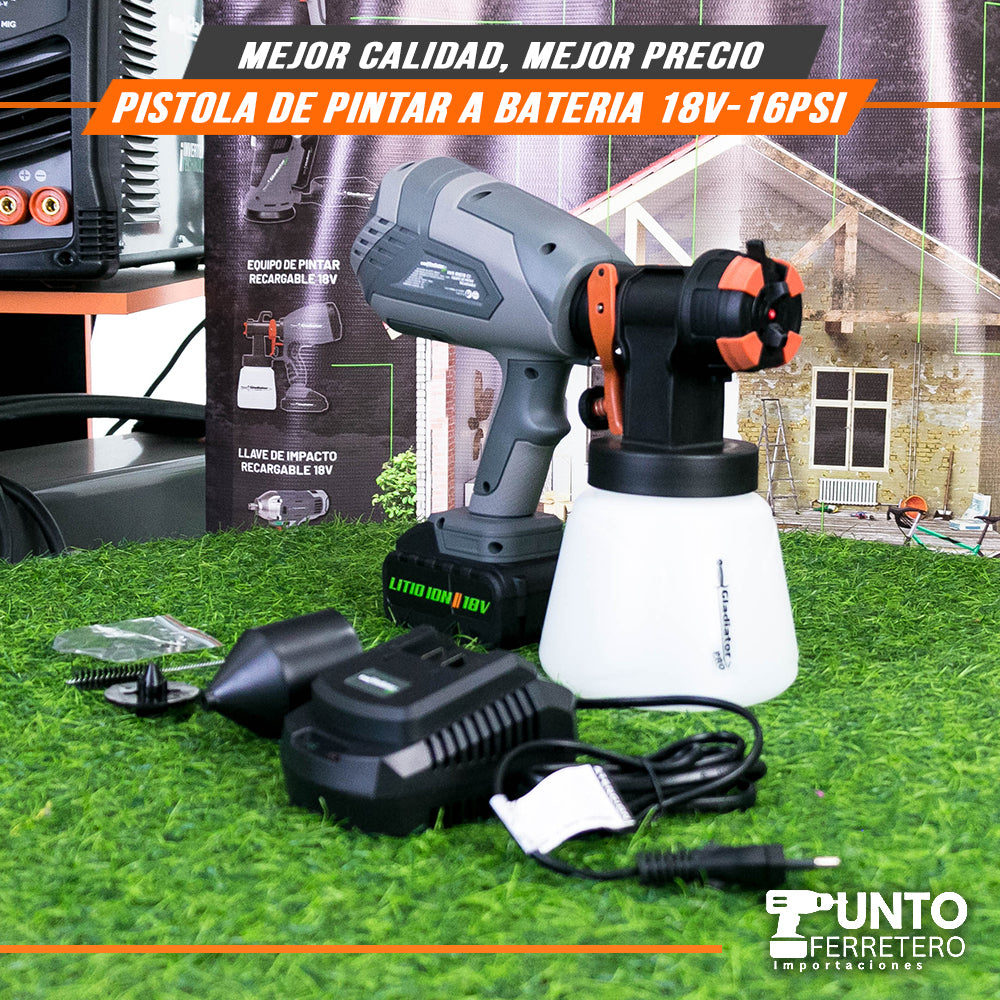 Pistola de pintar inalambrica 18V gladiator