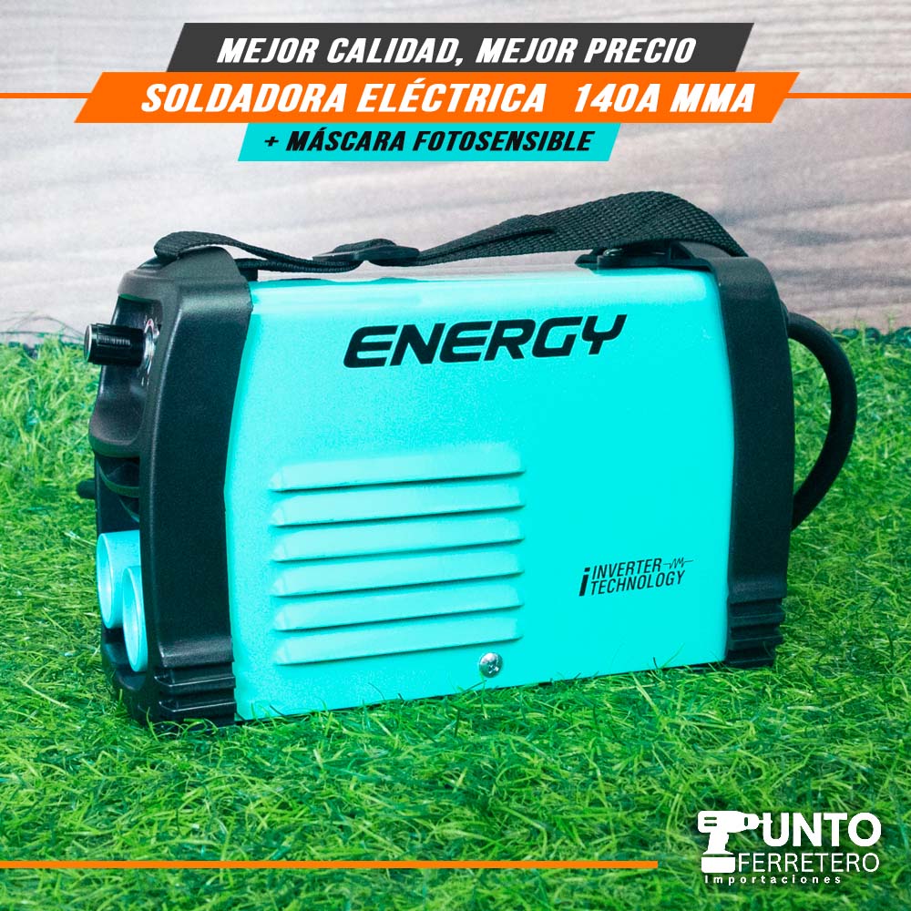 Soldadora  mma 140A + Mascara foto sencible 2 sensores Energy marca americana