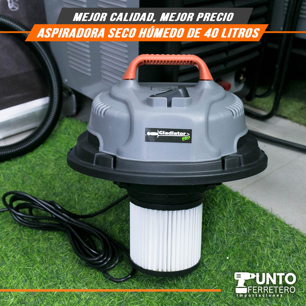 Aspiradora INDUSTRIAL 40 litros 1600W (aspira liquidos )1600W gladiator electrica