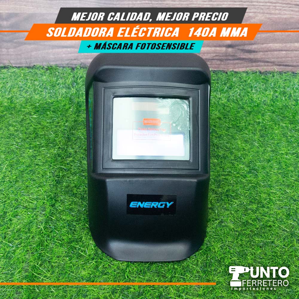 Soldadora  mma 140A + Mascara foto sencible 2 sensores Energy marca americana