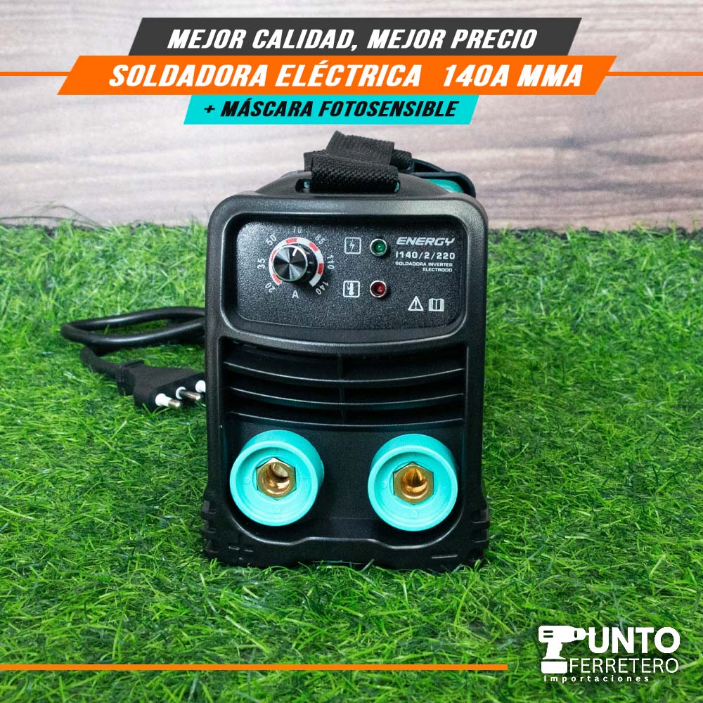 Soldadora  mma 140A + Mascara foto sencible 2 sensores Energy marca americana