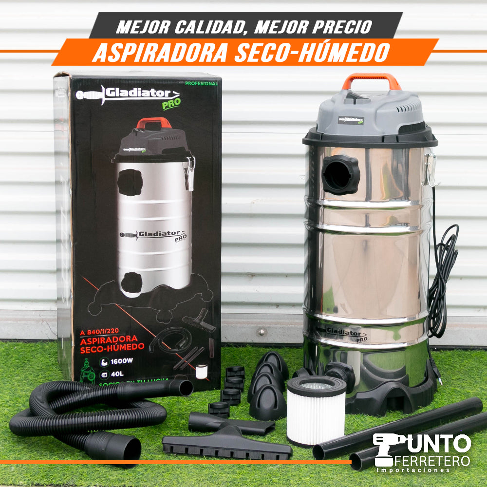 Aspiradora INDUSTRIAL 40 litros 1600W (aspira liquidos )1600W gladiator electrica