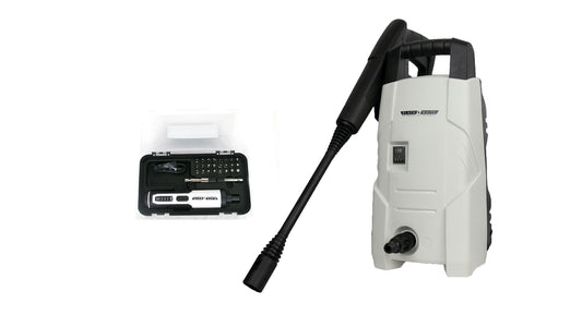 HIDROLAVADORA + KIT DESATORNILLADOR COMPACTO RECARGABLE – BLACK & WHITE