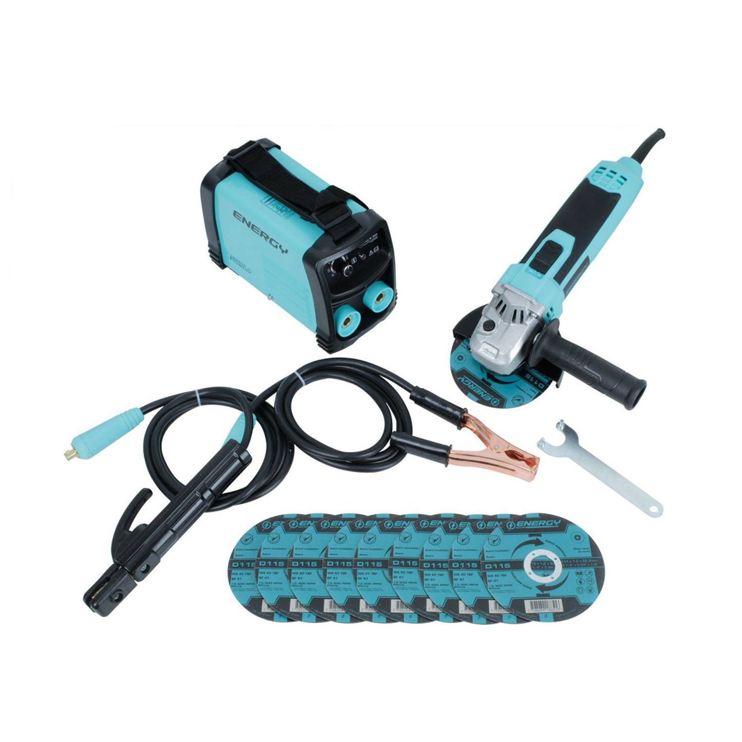 SOLDADORA ELÉCTRICA INVERTER 140A MMA + AMOLADORA ANGULAR 600W -ENERGY