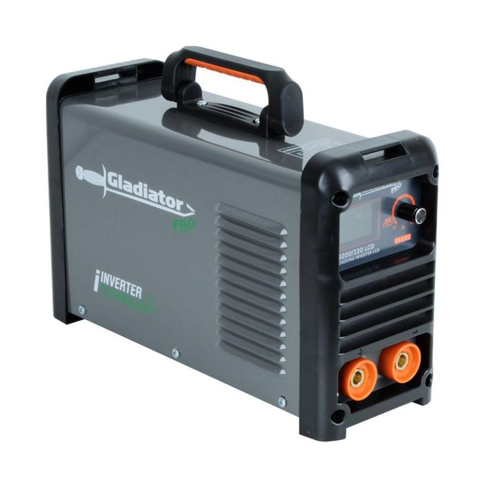 SOLDADORA ELÉCTRICA INVERTER 200A MMA CON CONECTORES 3/8 LCD- GLADIATOR