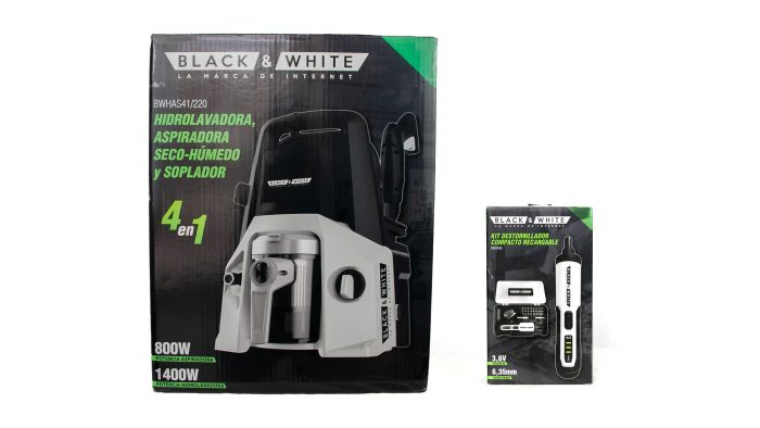 HIDROLAVADORA 4 EN 1 + KIT DESTORNILLADOR COMPACTO RECARGABLE-BLACK & WHITE
