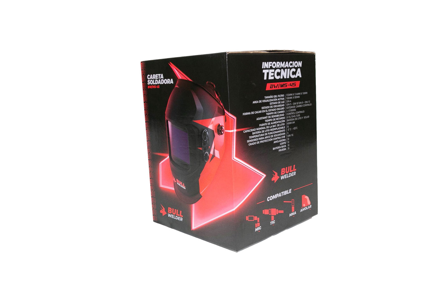MASCARA DE SOLDAR FOTOSENSIBLE BULL 4 SENSORES TRUE COLOR HD