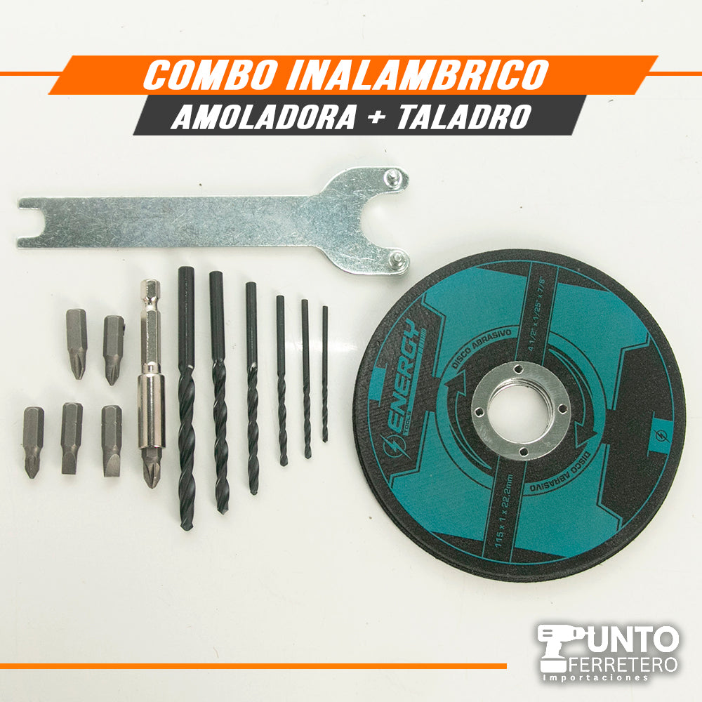 COMBO TALADRO Y AMOLADORA  ENERGY + 5 DISCOS DE REGALO