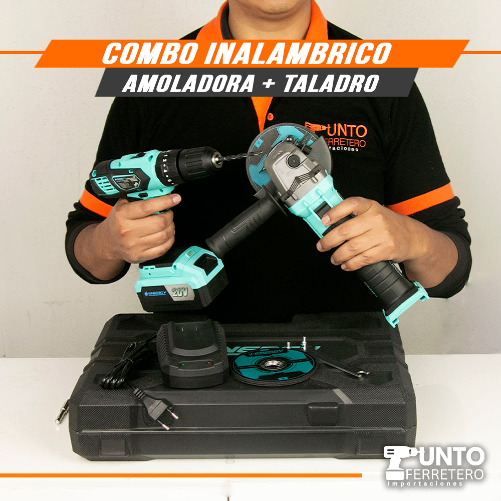 COMBO TALADRO Y AMOLADORA  ENERGY + 5 DISCOS DE REGALO