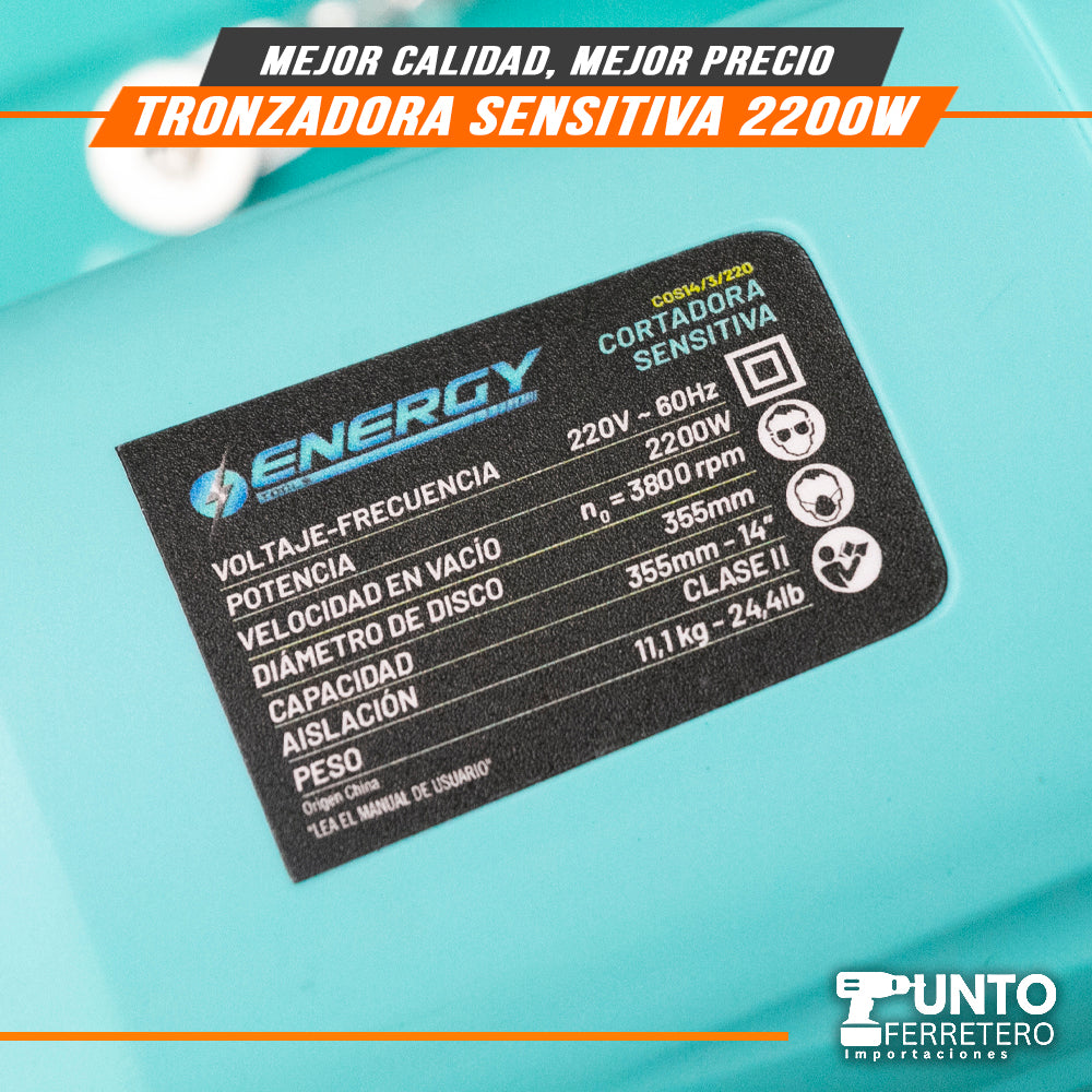 🇺🇸 Tronzadora electrica industrial  energy 2200W 14 pulgadas marca americana 🇺🇸