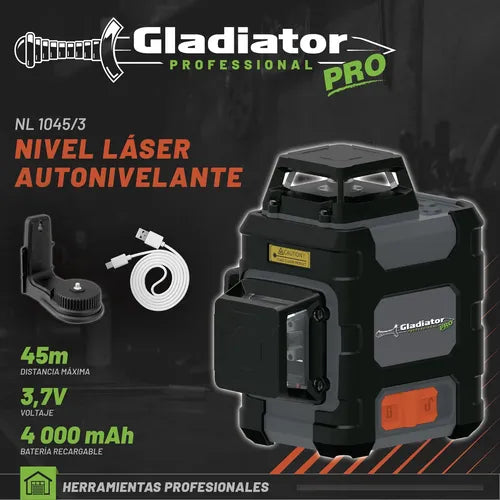 🎯 Nivel Láser Gladiator Pro 16 Líneas – Tecnología Americana 360° que Nunca se Descalibra 🔥
