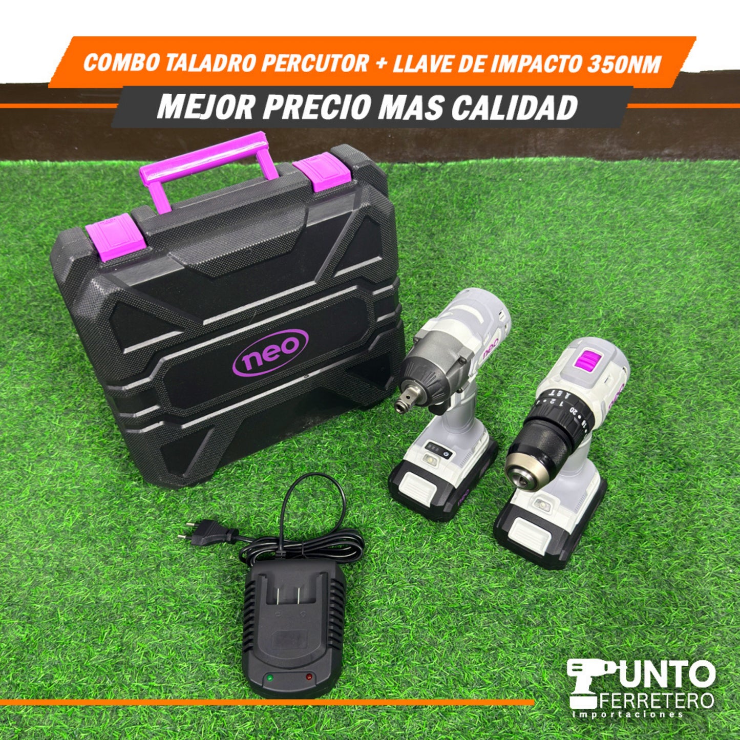 COMBO TALADRO PERCUTOR + LLAVE DE IMPACTO 350NM🛠️⚙️