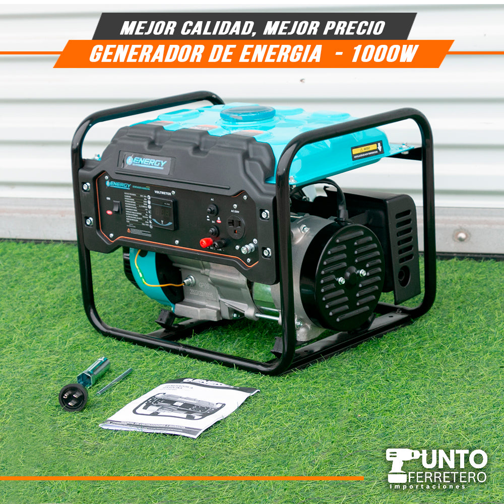 generador gasolinero energy motor 4 tiempos 98cc 1000W 6 litros trabajo de 8 horas continuas
