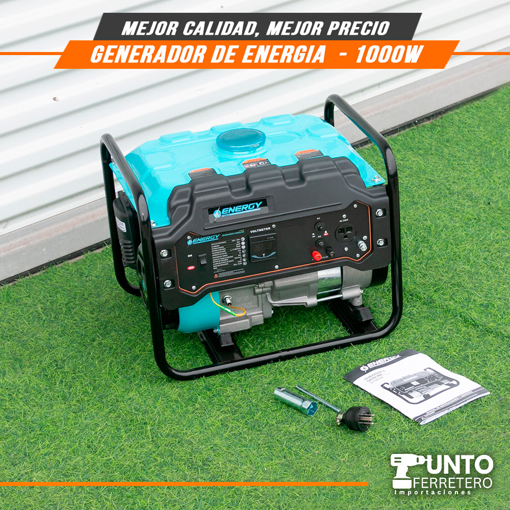 generador gasolinero energy motor 4 tiempos 98cc 1000W 6 litros trabajo de 8 horas continuas