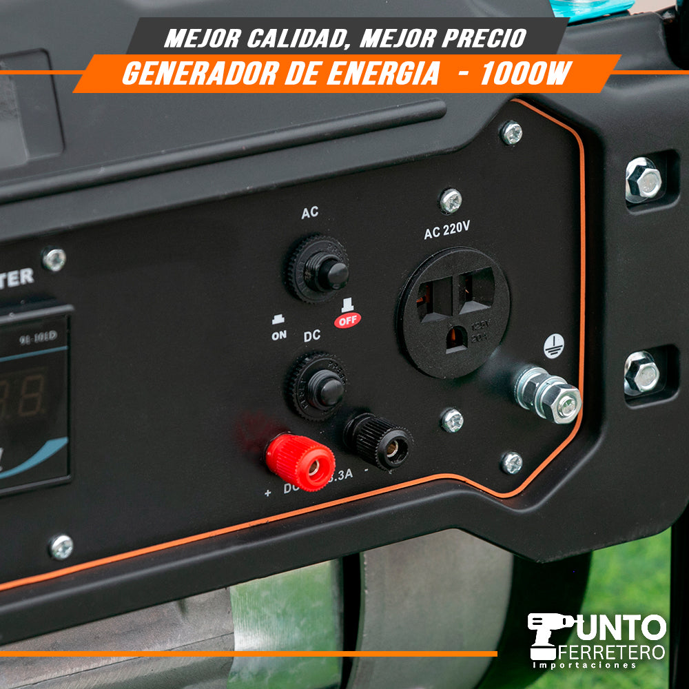 generador gasolinero energy motor 4 tiempos 98cc 1000W 6 litros trabajo de 8 horas continuas