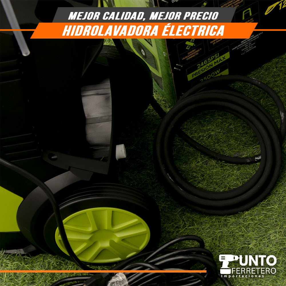 hidrolavadora 2500W industrial  2465psi con 2 dispensadores de jabon forest & garden DOBLE CHAMPUNERA