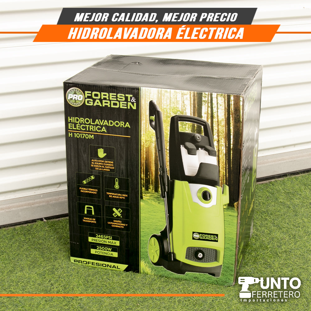 hidrolavadora 2500W industrial  2465psi con 2 dispensadores de jabon forest & garden DOBLE CHAMPUNERA