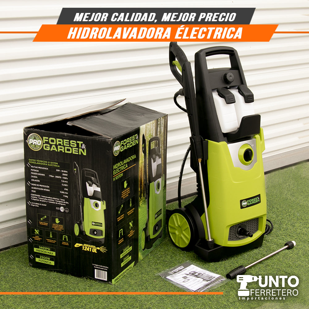 hidrolavadora 2500W industrial  2465psi con 2 dispensadores de jabon forest & garden DOBLE CHAMPUNERA