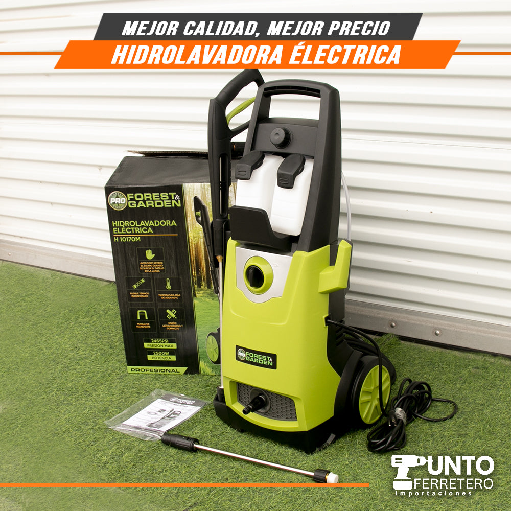 hidrolavadora 2500W industrial  2465psi con 2 dispensadores de jabon forest & garden DOBLE CHAMPUNERA