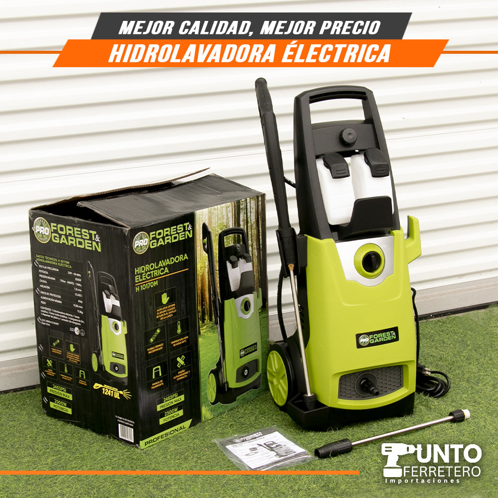 hidrolavadora 2500W industrial  2465psi con 2 dispensadores de jabon forest & garden DOBLE CHAMPUNERA