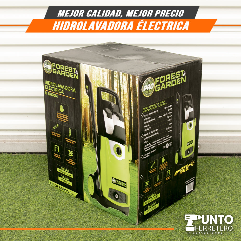 hidrolavadora 2500W industrial  2465psi con 2 dispensadores de jabon forest & garden DOBLE CHAMPUNERA