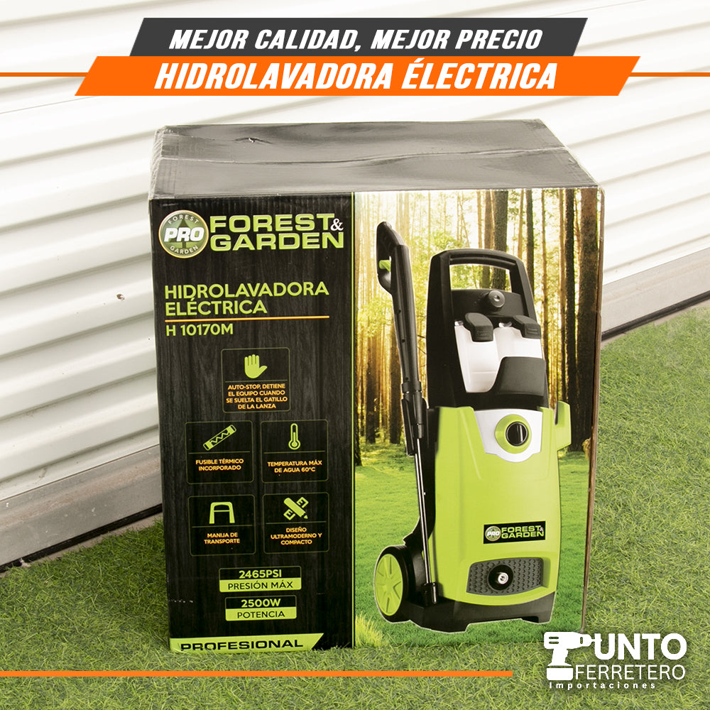 hidrolavadora 2500W industrial  2465psi con 2 dispensadores de jabon forest & garden DOBLE CHAMPUNERA