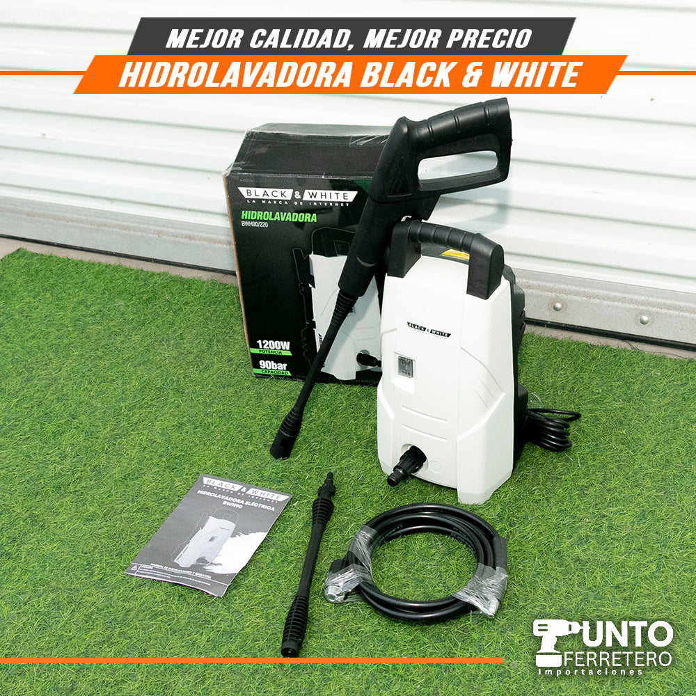 hidrolavadora black&white 1,200W 90bar - 1305psi uso profesional