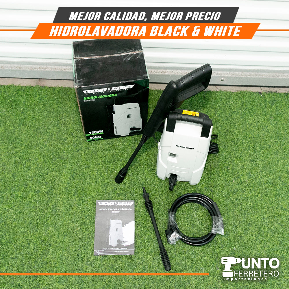 hidrolavadora black&white 1,200W 90bar - 1305psi uso profesional