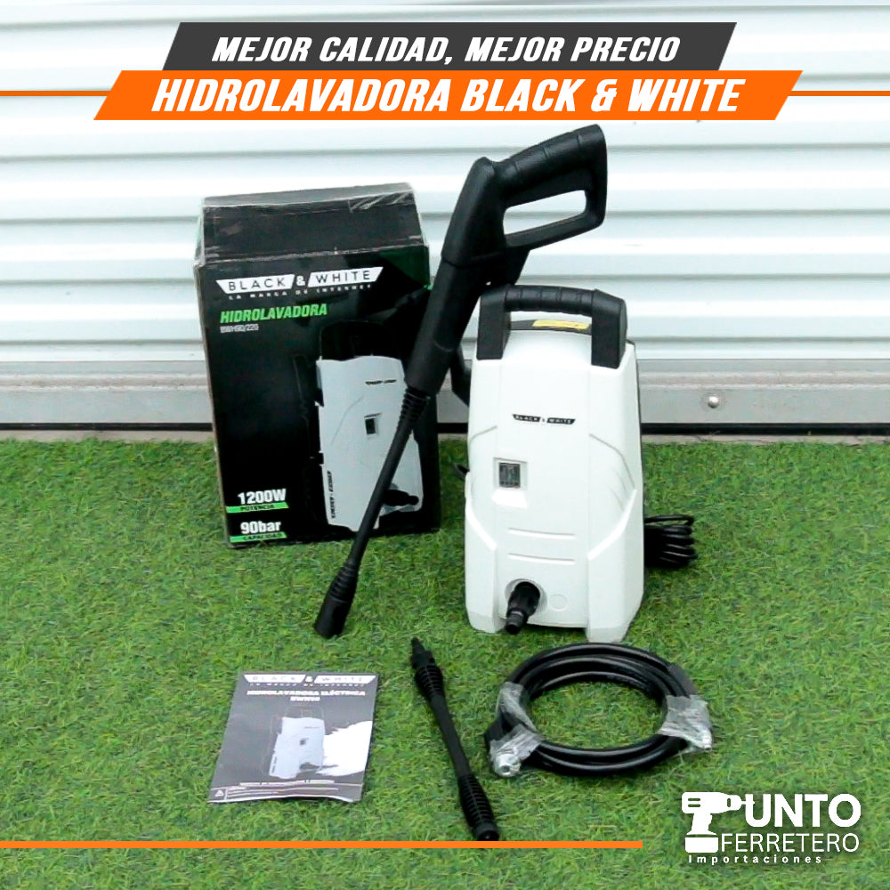 hidrolavadora black&white 1,200W 90bar - 1305psi uso profesional