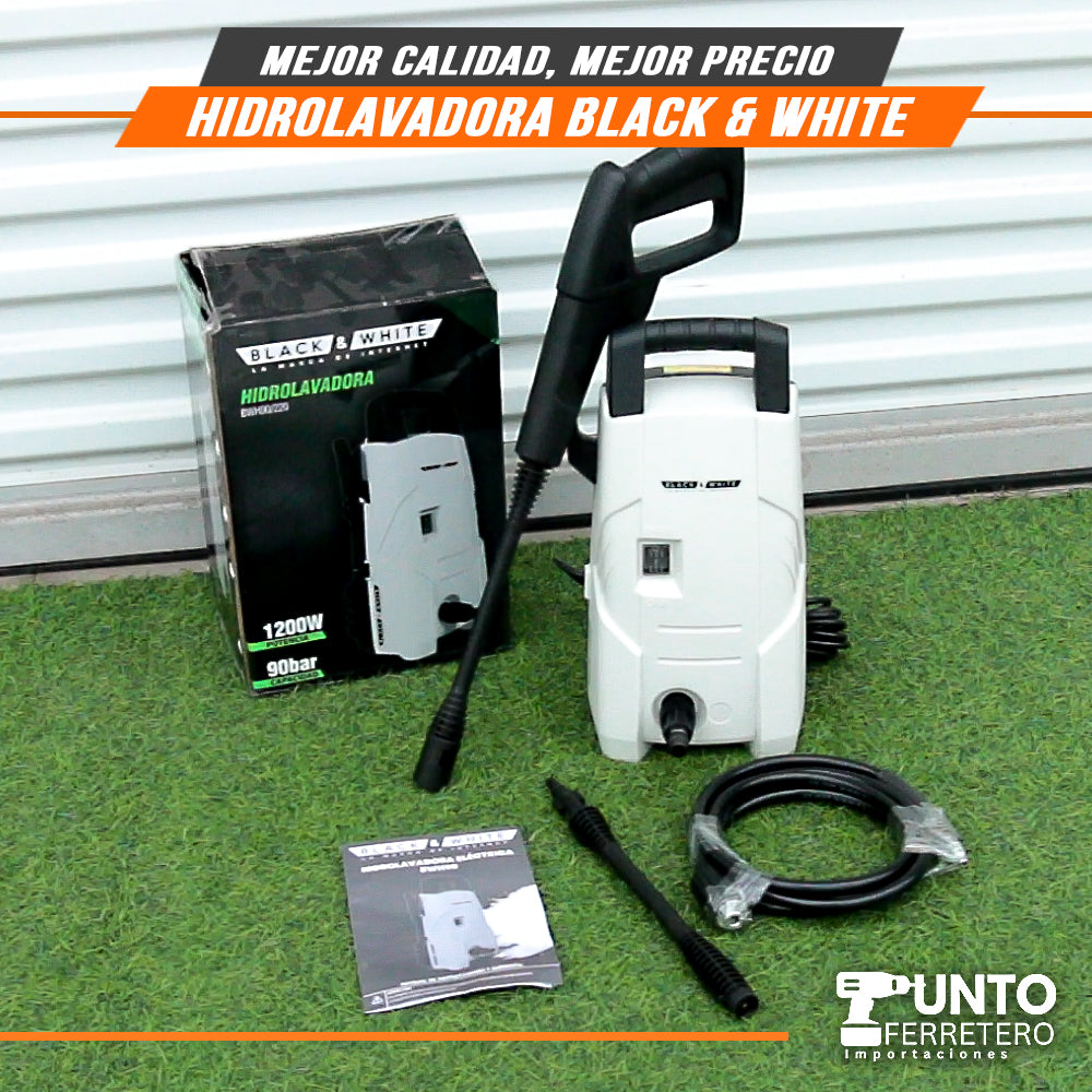 hidrolavadora black&white 1,200W 90bar - 1305psi uso profesional