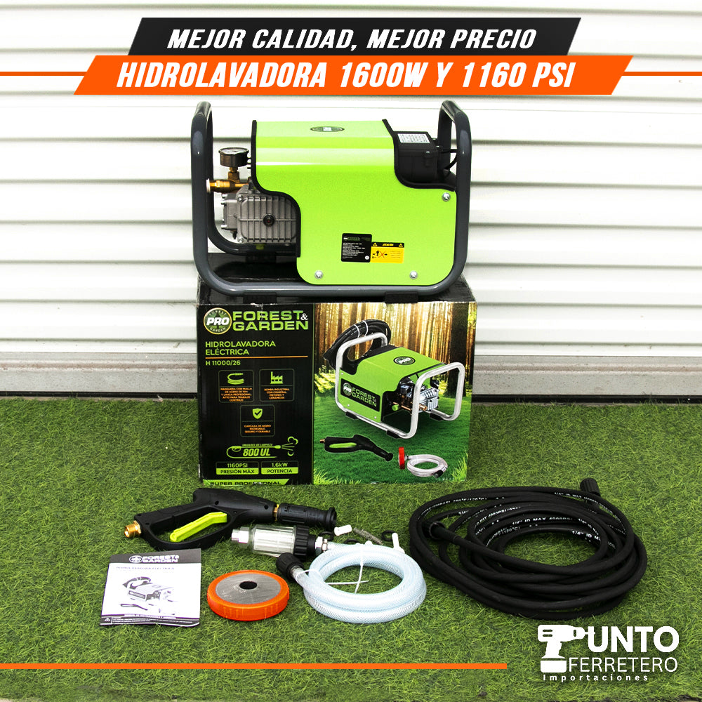 HIDROLAVADORA INDUSTRIAL 1600W 1160 PSI forest & garden Motor induccion