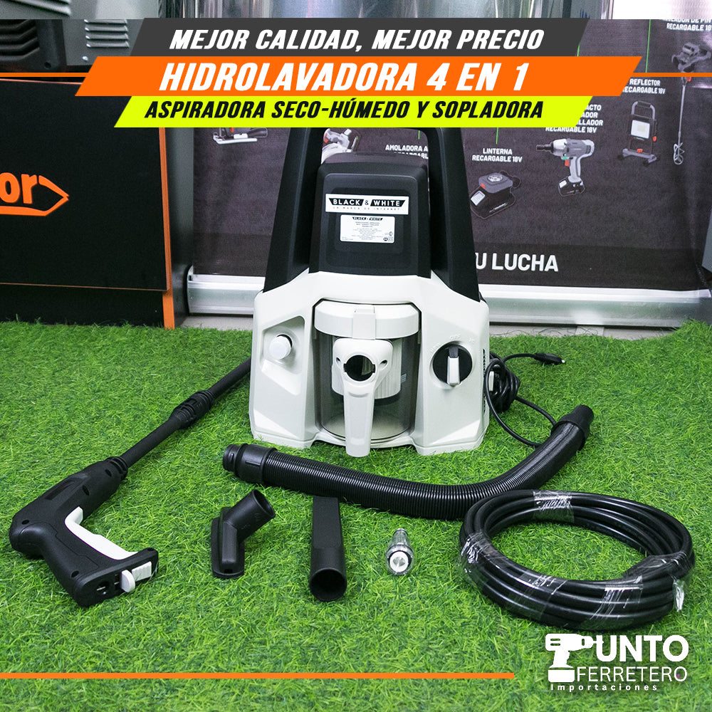 Hidrolavadora 4 en 1 (multifuncional) black&white (1400w/1100psi) marca americana