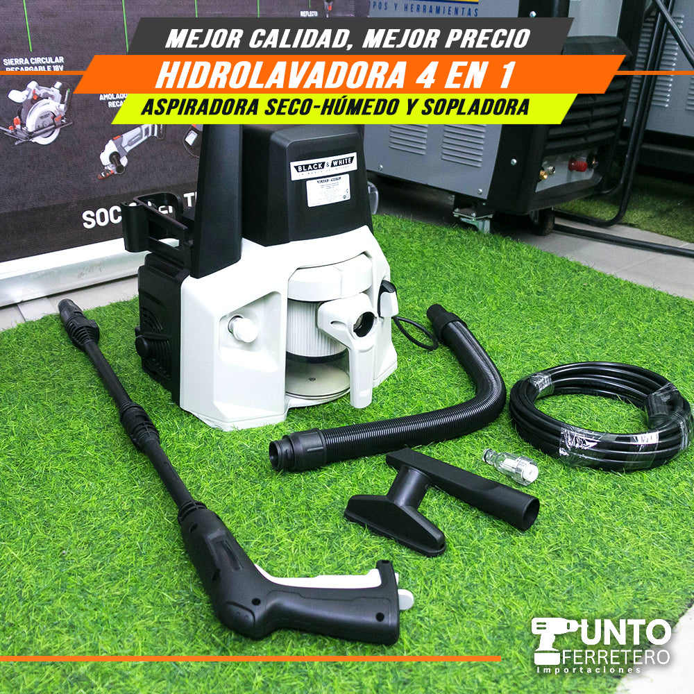 Hidrolavadora 4 en 1 (multifuncional) black&white (1400w/1100psi) marca americana