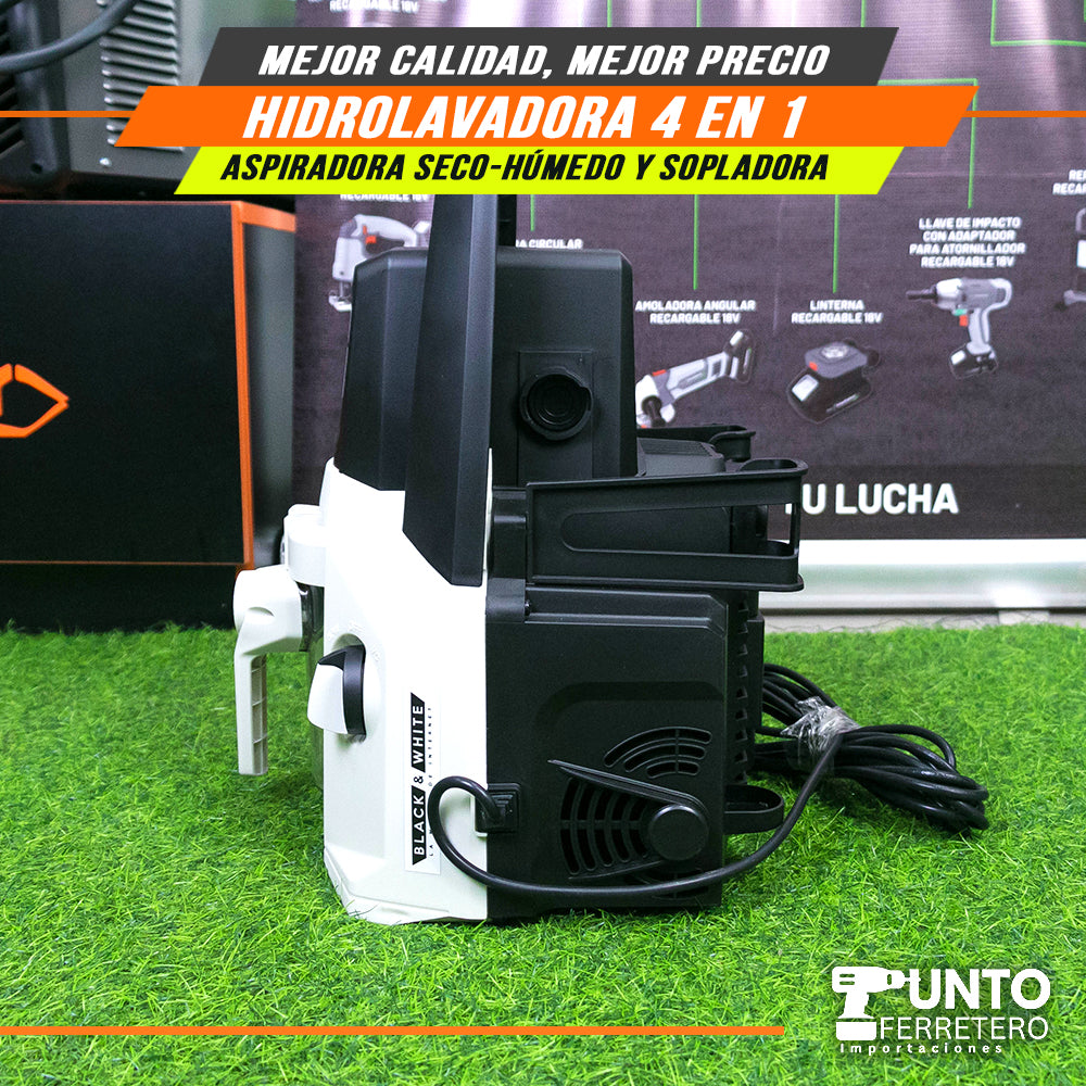 Hidrolavadora 4 en 1 (multifuncional) black&white (1400w/1100psi) marca americana
