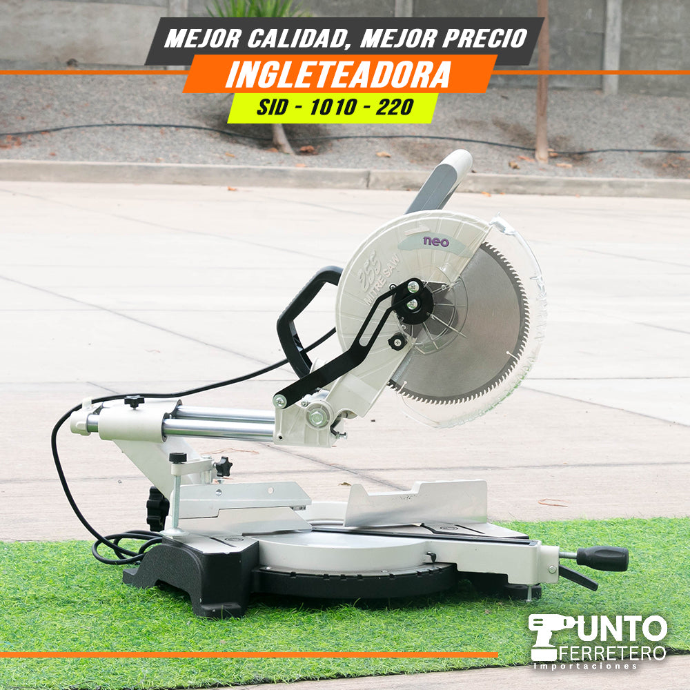 Cierra ingleteadora electrica neo  2200W 10 pulgadas uso industrial (dientes tungsteno )