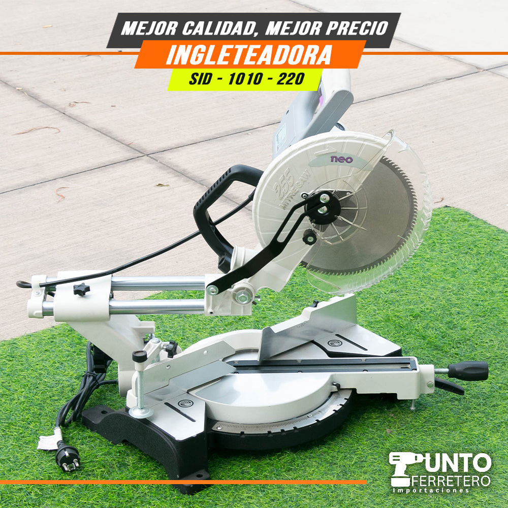 Cierra ingleteadora electrica neo  2200W 10 pulgadas uso industrial (dientes tungsteno )