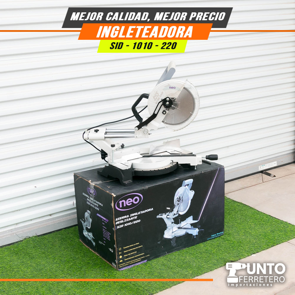 Cierra ingleteadora electrica neo  2200W 10 pulgadas uso industrial (dientes tungsteno )