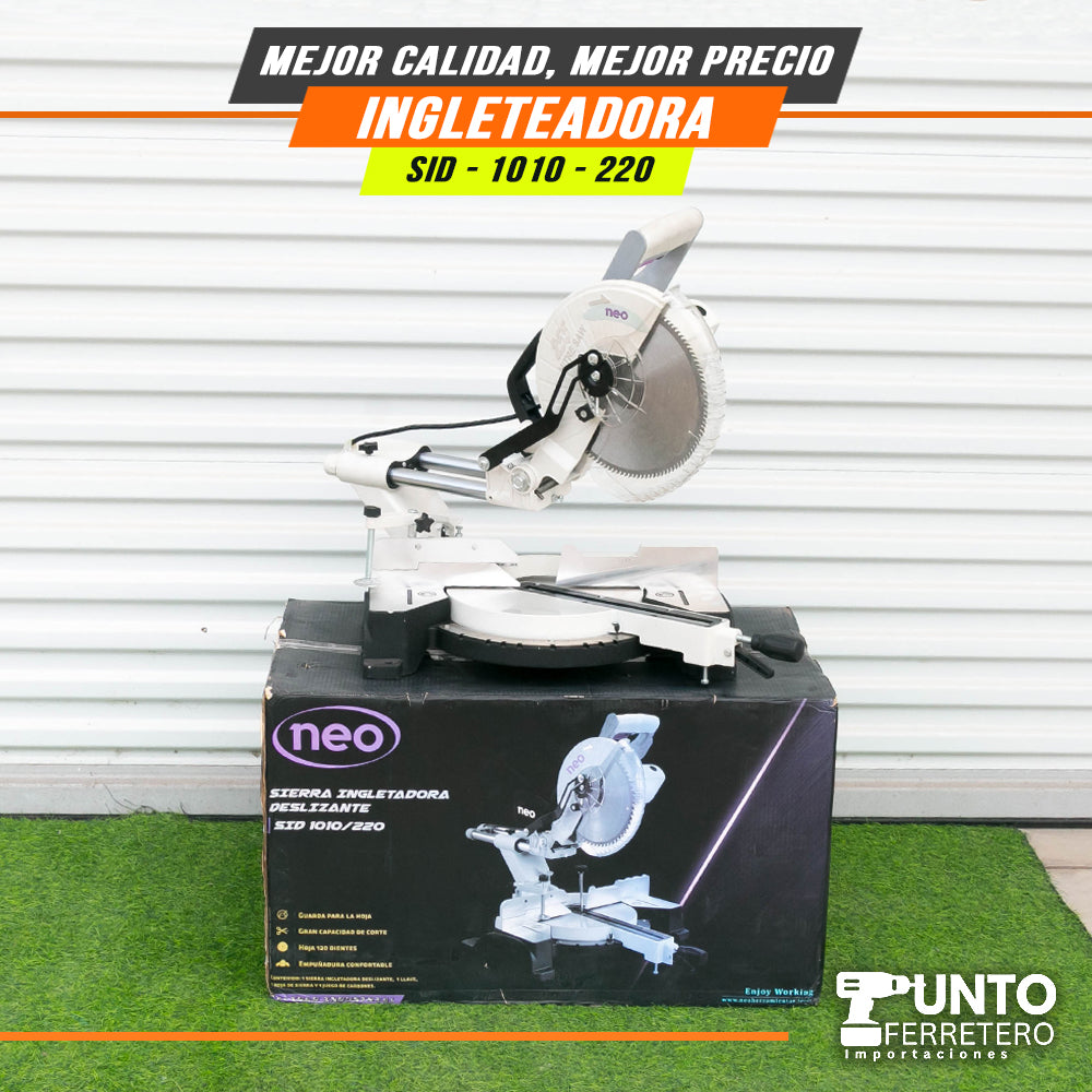 Cierra ingleteadora electrica neo  2200W 10 pulgadas uso industrial (dientes tungsteno )