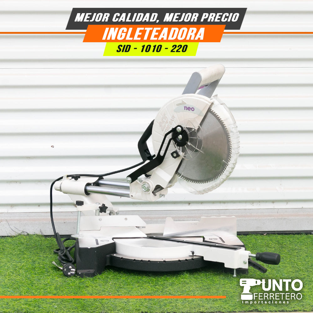 Cierra ingleteadora electrica neo  2200W 10 pulgadas uso industrial (dientes tungsteno )