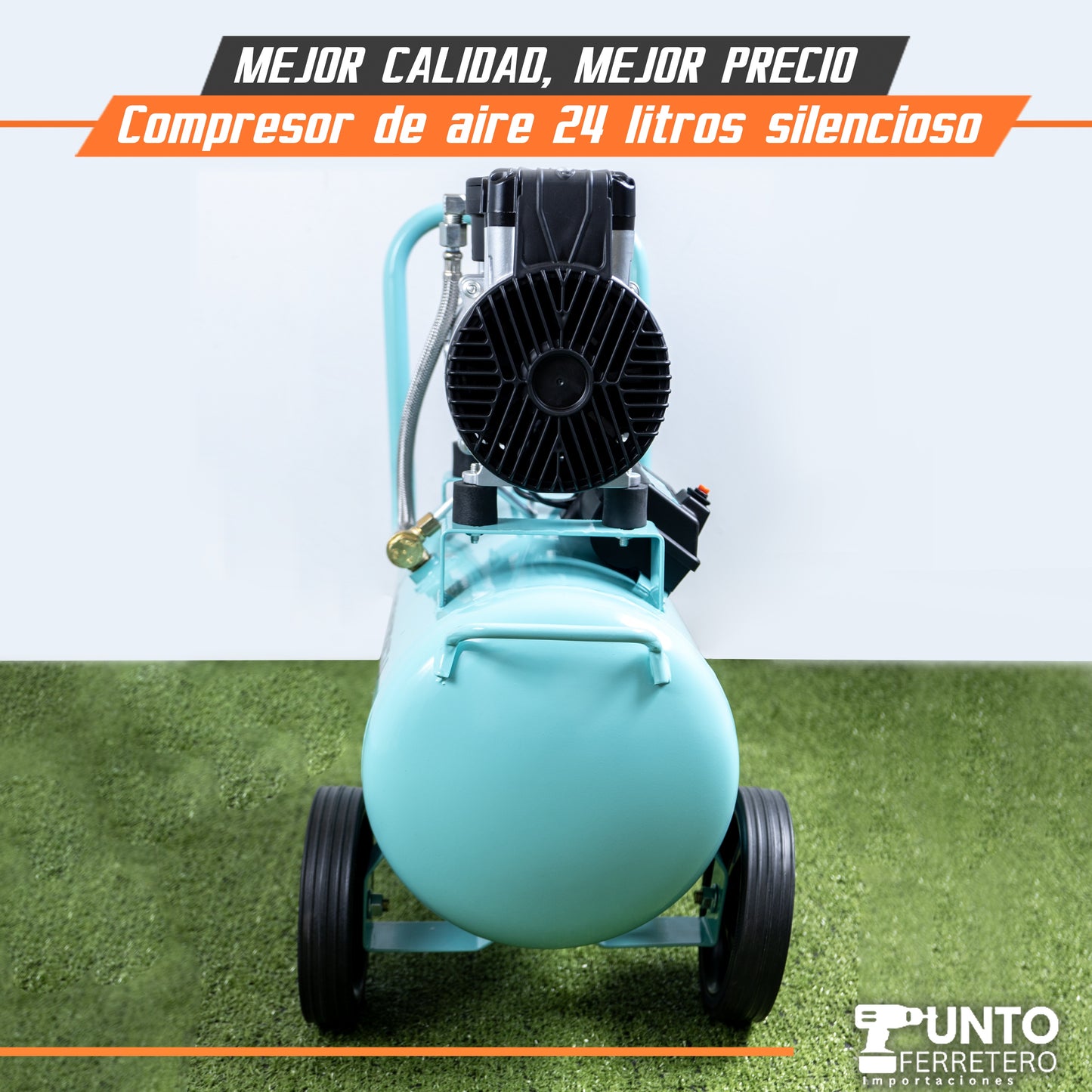 compresora de aire de 24 litros silenciosa  1.5HP  100% cobre