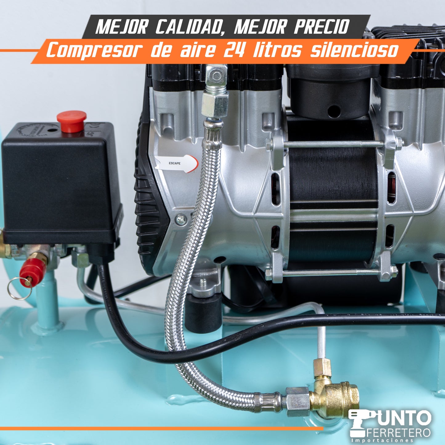 compresora de aire de 24 litros silenciosa  1.5HP  100% cobre