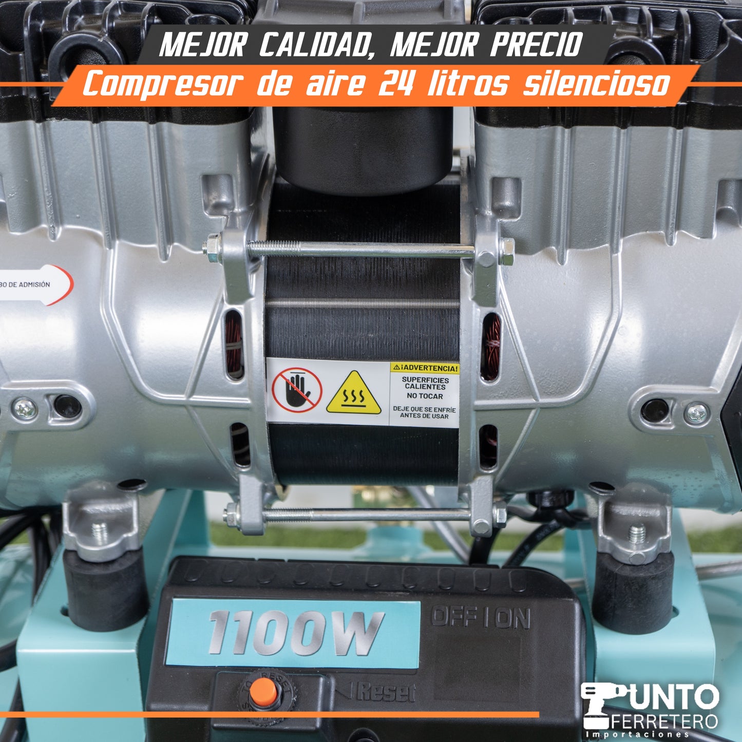 compresora de aire de 24 litros silenciosa  1.5HP  100% cobre