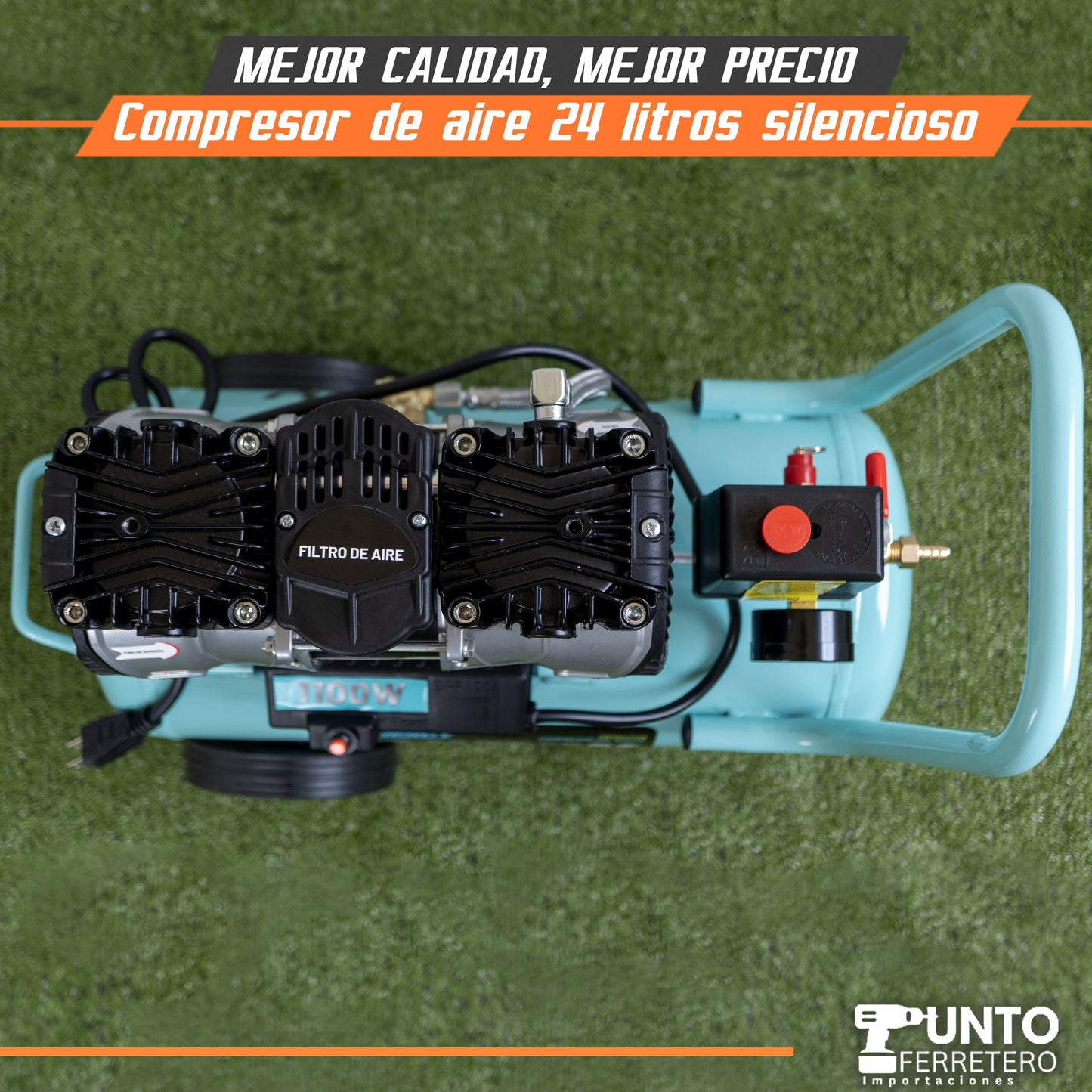 compresora de aire de 24 litros silenciosa  1.5HP  100% cobre