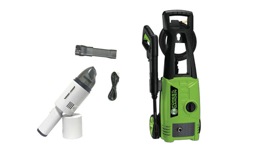 HIDROLAVADORA ELÉCTRICA + ASPIRADORA DE MANO-BLACK & WHITE, FOREST & GARDEN