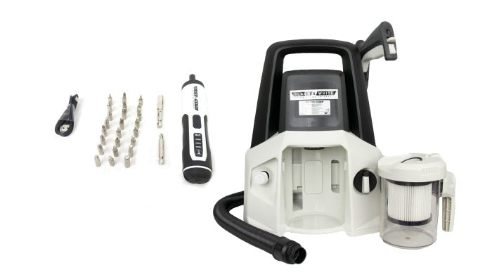 HIDROLAVADORA 4 EN 1 + KIT DESTORNILLADOR COMPACTO RECARGABLE-BLACK & WHITE
