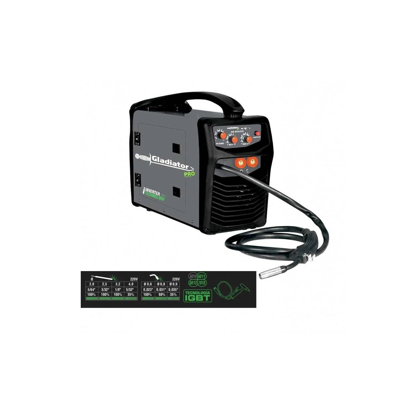 SOLDADORA INVERTER MIG ELECTRODOS 170A- GLADIATOR