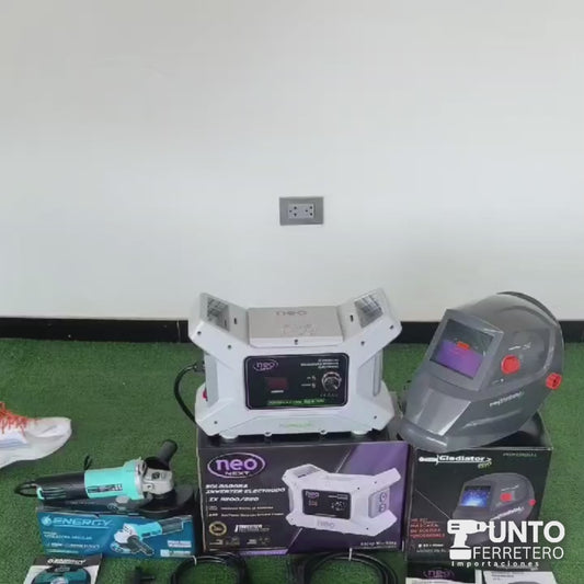 combo soldadora neo 200A + amoladora+ escuadra 800W
