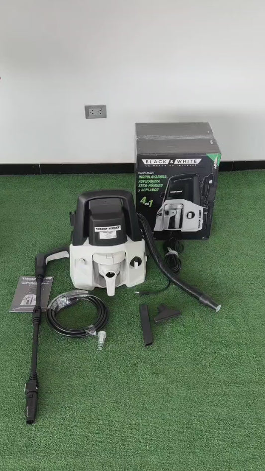 Hidrolavadora 4 en 1 (multifuncional) black&white (1400w/1100psi) marca americana