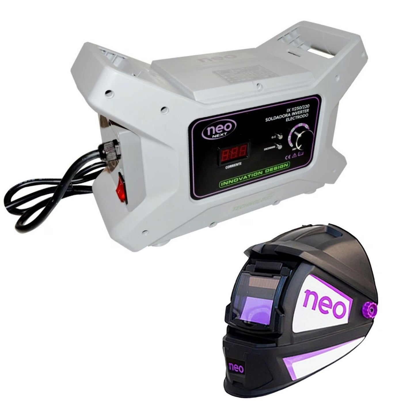 SOLDADORA ELÉCTRICA INVERTER 200A MMA + MASCARA DE SOLDAR -NEO