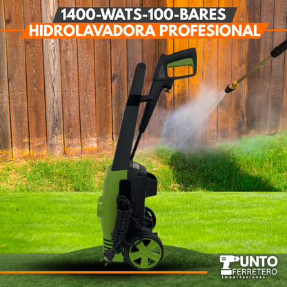 Hidrolavadora 1400W-100bares + champunera forest and garden